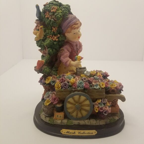 Vintage Marlo Collection Town Flower Girl Cart Birds - Picture 1 of 7